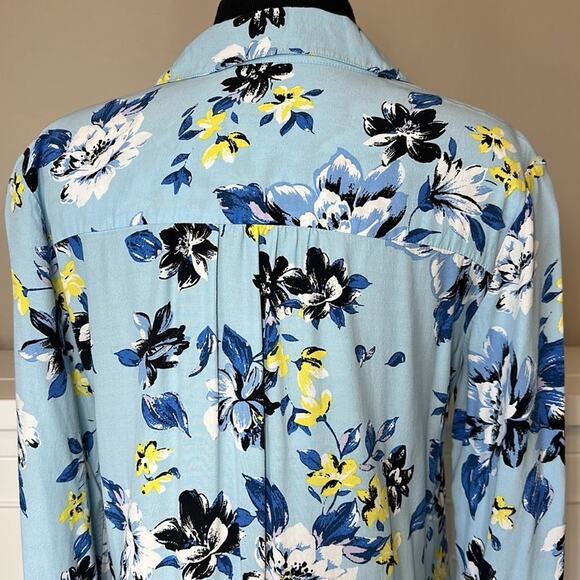 DVF Diane Von Furstenberg Vintage Floral Shirt Dress Blue Floral Size 6 - Picture 9 of 16